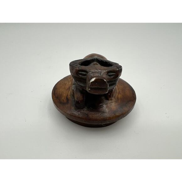 Hand Carved Chinese Brown Stained Soapstone Water Buffalo Lidded Creamer - Picture 11 of 14